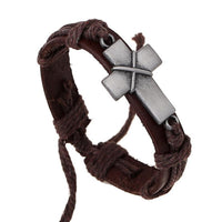 Brown Leather Cross Bracelets