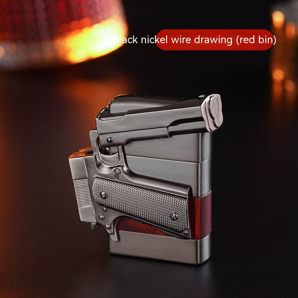 Pistol Shape Metal Gas Lighters With Gift Box Packaging