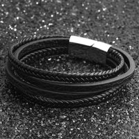 Bracelets & Bangles Men Stainless Steel Leather Bracelets Braided Rope Magnetic Clasp Male Bangles Jewelry 2021 New