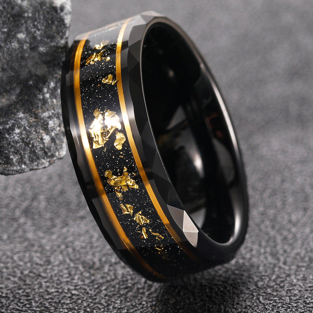 Men's Fashion Jinbo Lace Wide Surface Tungsten Ring