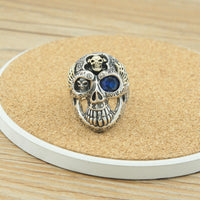 Men's Personality Sterling Silver Graffiti Skull Ring