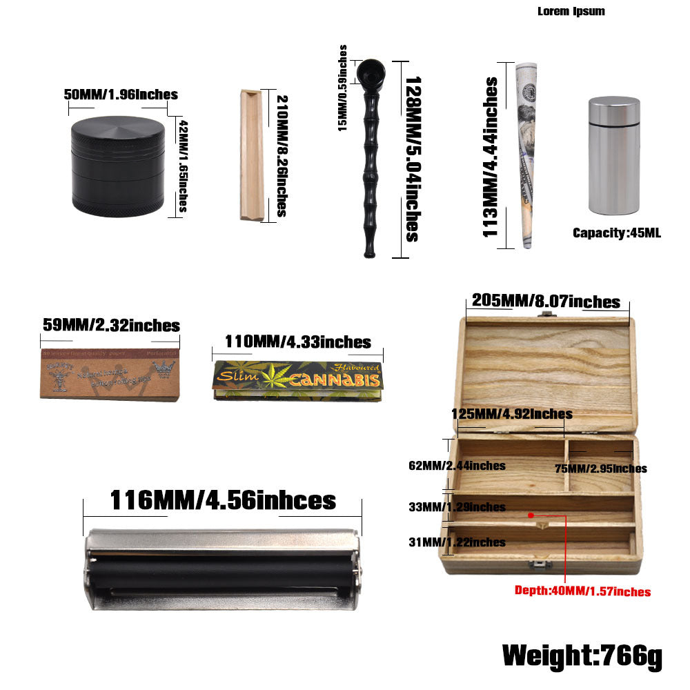 Household Portable Wooden Smoking Set Kit