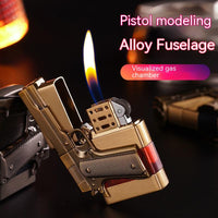 Pistol Shape Metal Gas Lighters With Gift Box Packaging