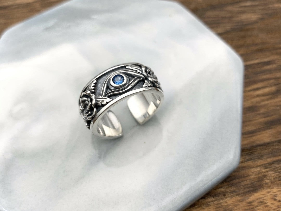 Men's Personalized Retro Horus Eye Ring