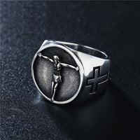 Men's Vintage Cross Titanium Steel Ring